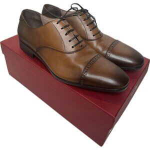 Salvatore Ferragamo Men's Oxford Boston Shoes Ambre Calf Brown 8.5 E